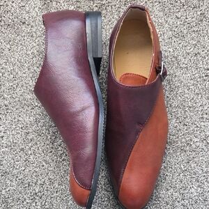 Men's Burgundy and Brown Leather Oxfords